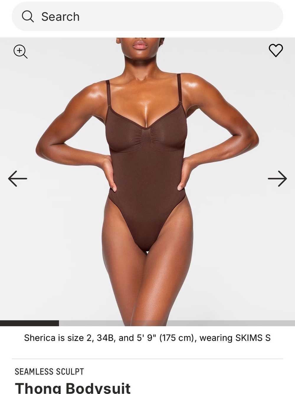 SKIMS Seamless Sculpt Thong Bodysuit in Cocoa